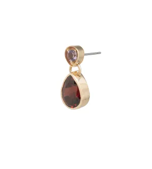 Forever & Always a Pair – Love : Amethyst & Garnet Gemstone Double Drop Earring