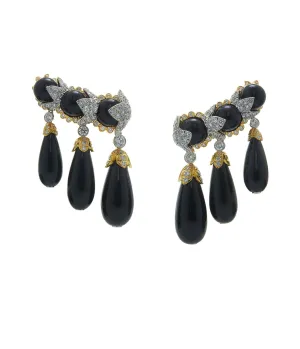 Garland Ear Cuffs, Black Jade