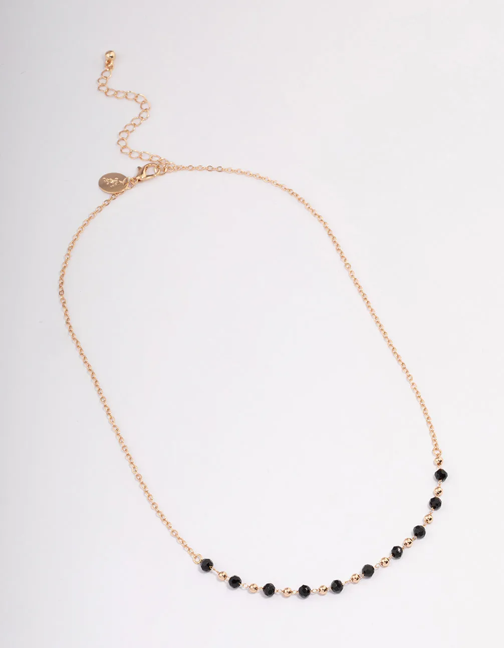 Gold Black Beaded Necklace