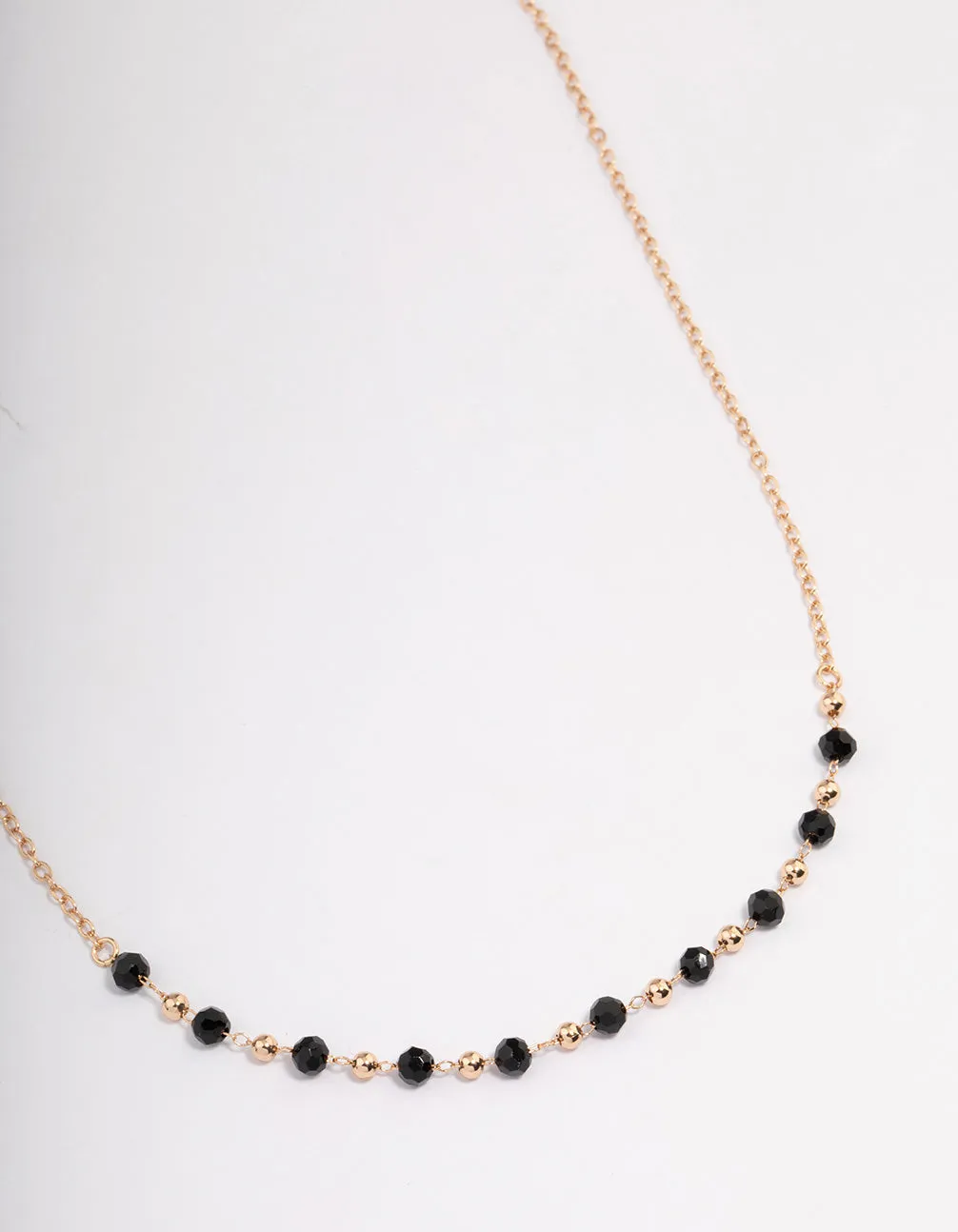 Gold Black Beaded Necklace