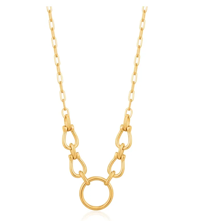 Gold Horseshoe Link Necklace