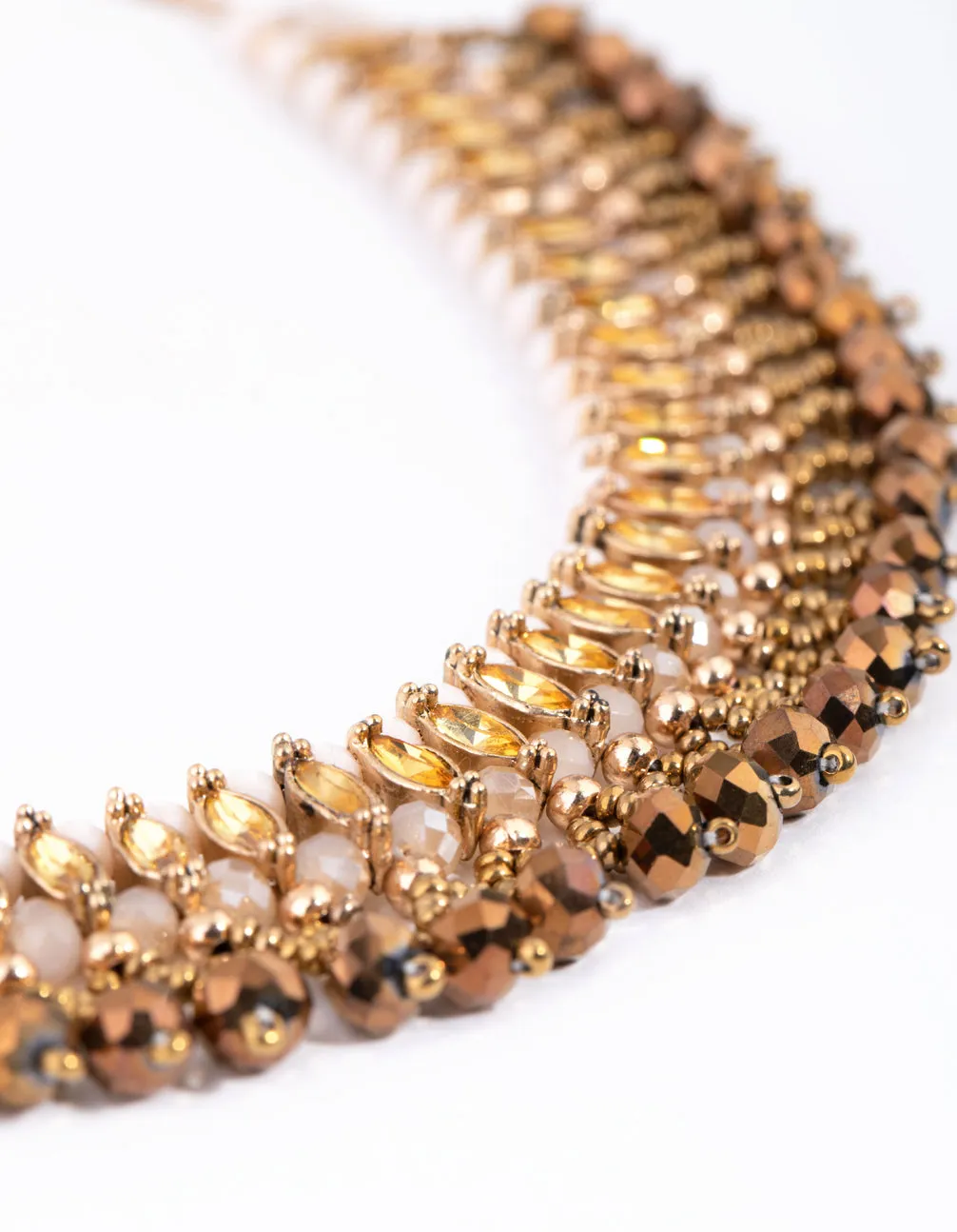 Gold Metal & Facet Bead Necklace