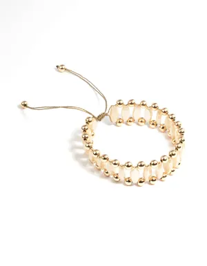 Gold Oval Beaded Bolo Bracelet