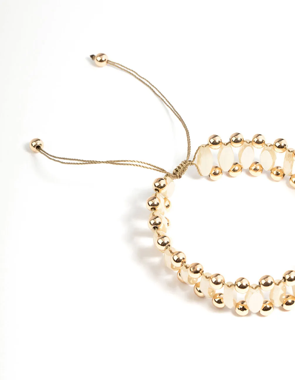 Gold Oval Beaded Bolo Bracelet