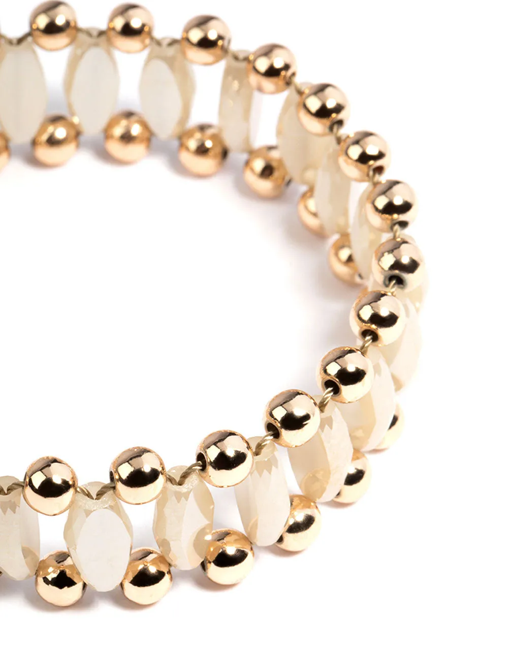 Gold Oval Beaded Bolo Bracelet