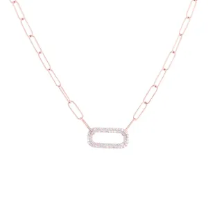 Gold Paper Clip Diamond Necklace