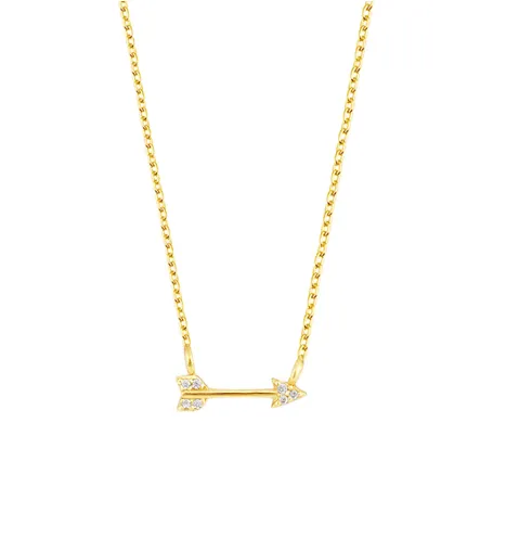 Gold plated silver Arrow Necklace with Pavé stones