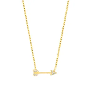 Gold plated silver Arrow Necklace with Pavé stones