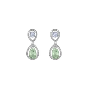 Green and Pink Amethyst Sterling Silver Earrings