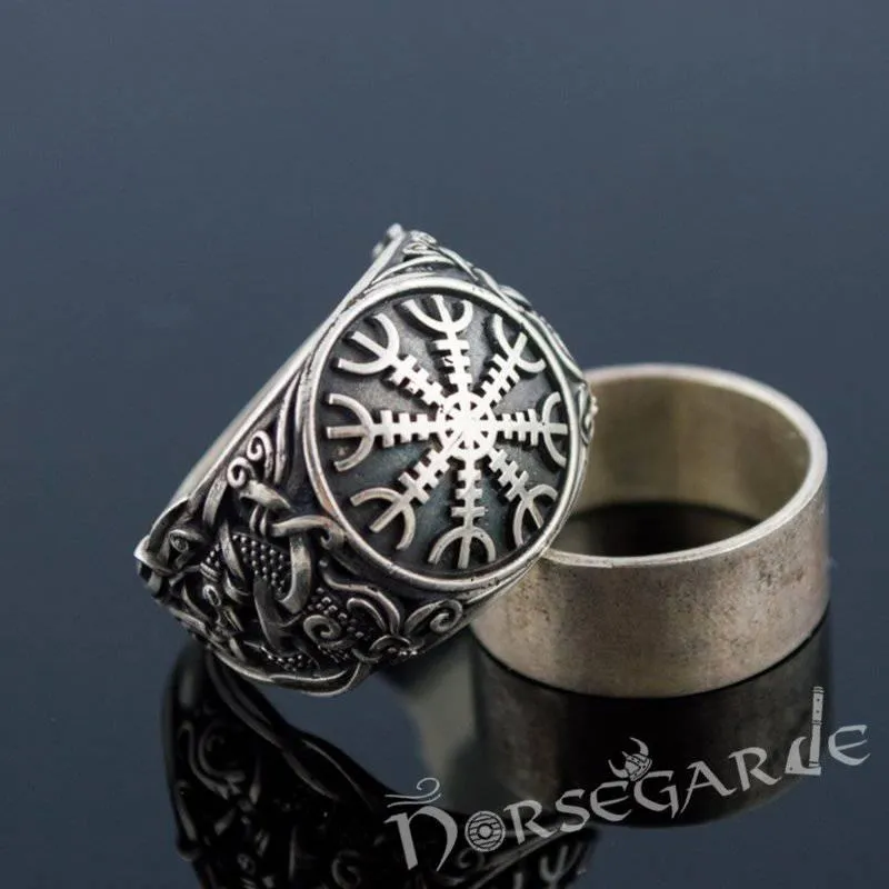 Handcrafted Helm of Awe Mammen Style Ring - Sterling Silver