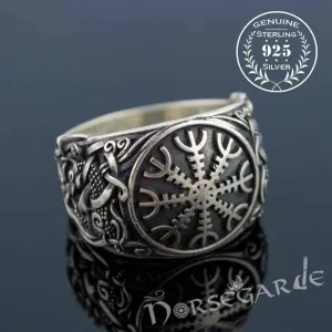 Handcrafted Helm of Awe Mammen Style Ring - Sterling Silver