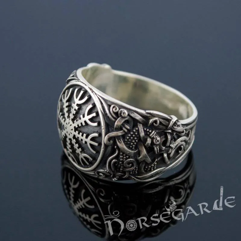 Handcrafted Helm of Awe Mammen Style Ring - Sterling Silver