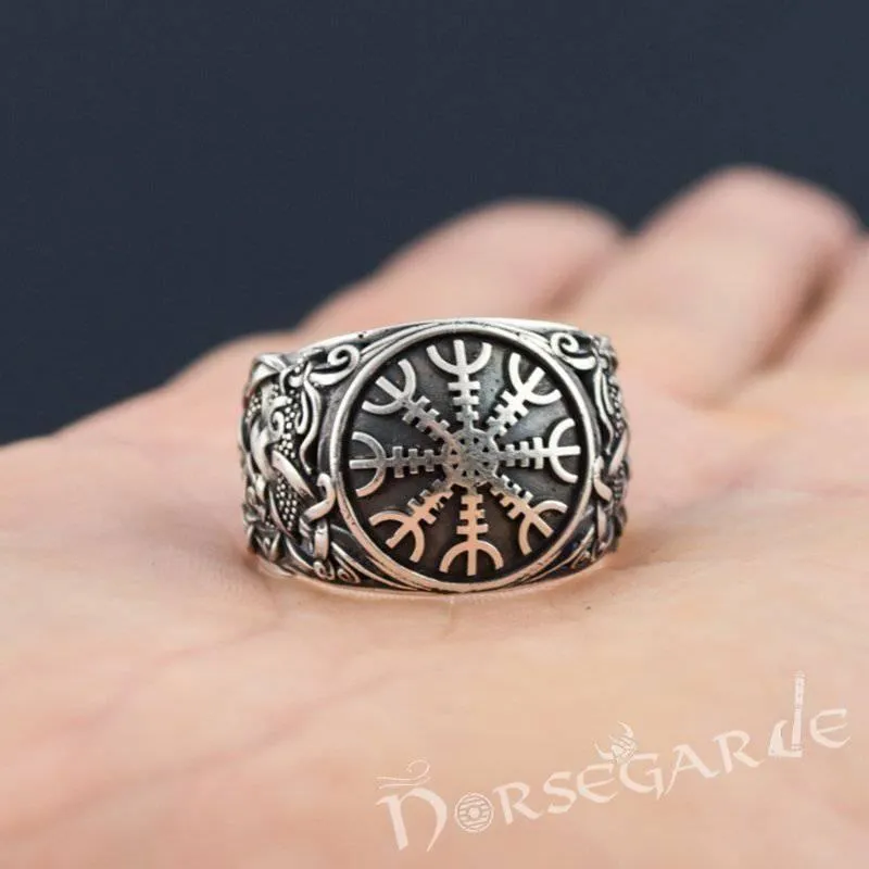 Handcrafted Helm of Awe Mammen Style Ring - Sterling Silver