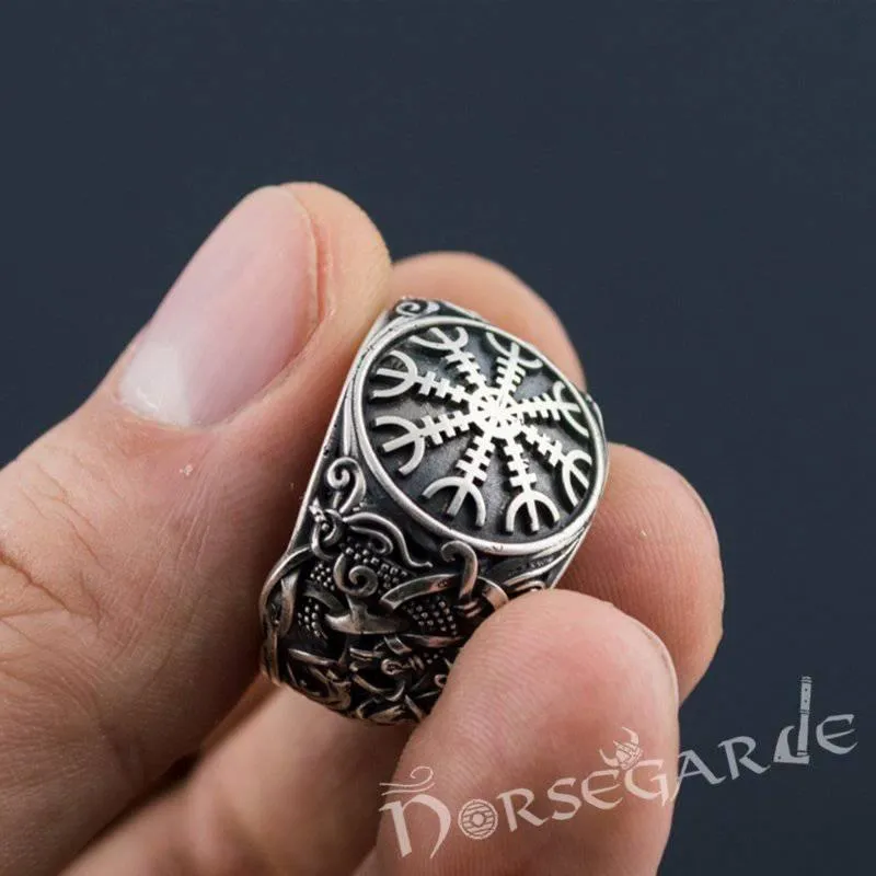 Handcrafted Helm of Awe Mammen Style Ring - Sterling Silver