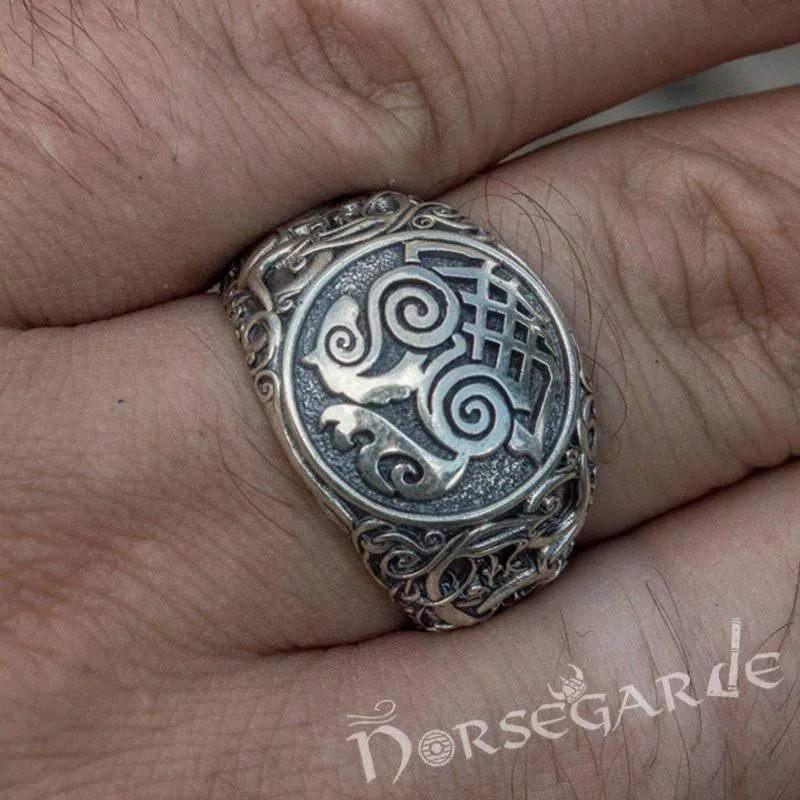 Handcrafted Urnes Style Sleipnir Ring - Sterling Silver