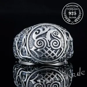 Handcrafted Urnes Style Sleipnir Ring - Sterling Silver