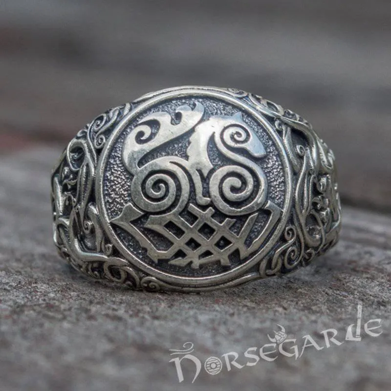 Handcrafted Urnes Style Sleipnir Ring - Sterling Silver