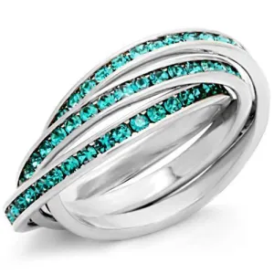 High-Polished 925 Sterling Silver Ring with Top Grade Crystal in Emerald for Women Style 35117