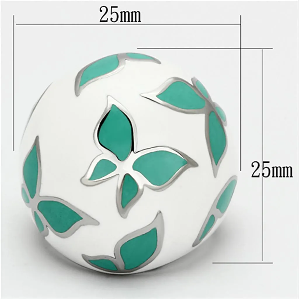 High polished (no plating) Stainless Steel Ring with Epoxy in Emerald for Women Style TK1137