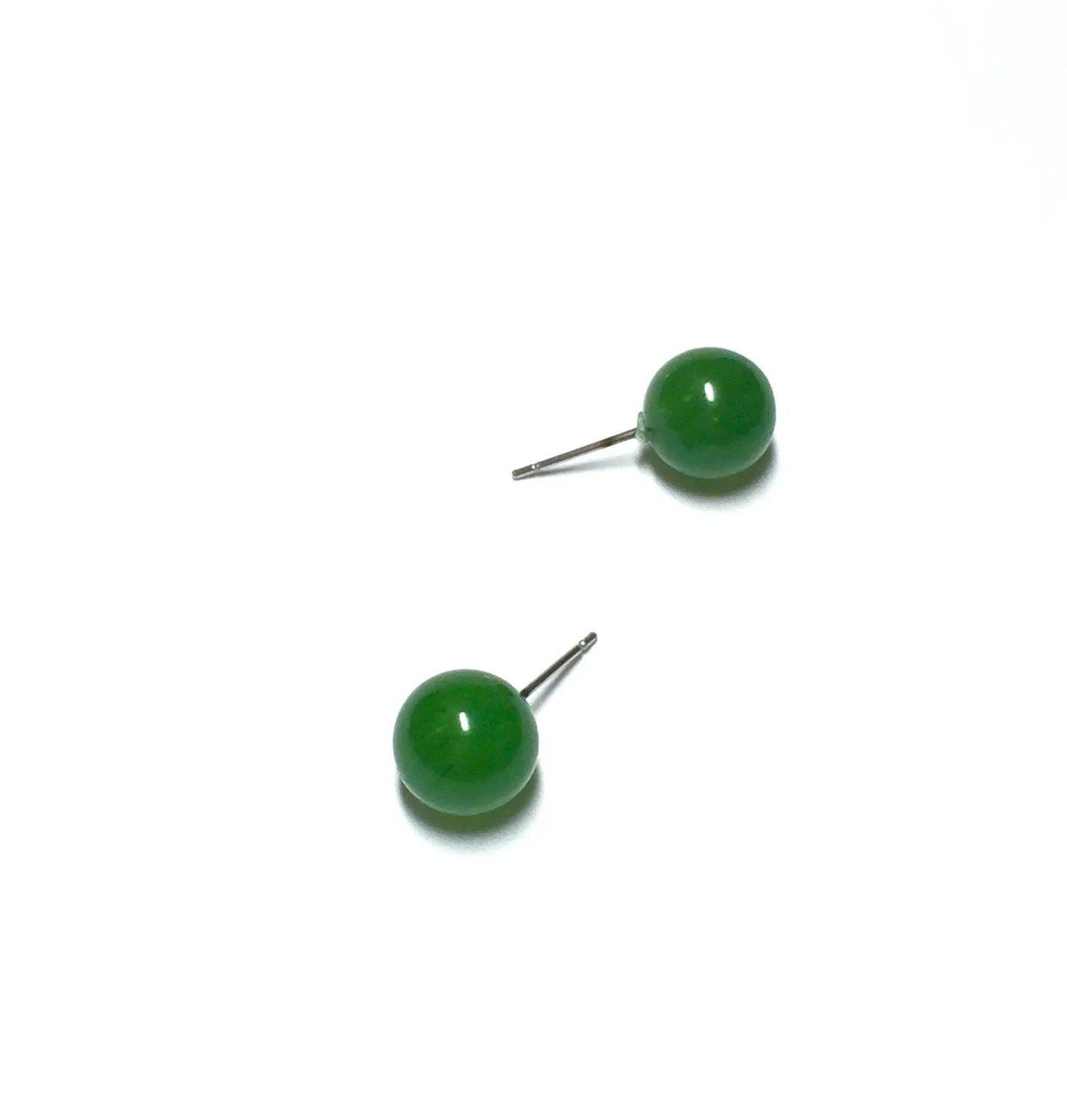 Jade Green Marbled Ball Stud Earrings