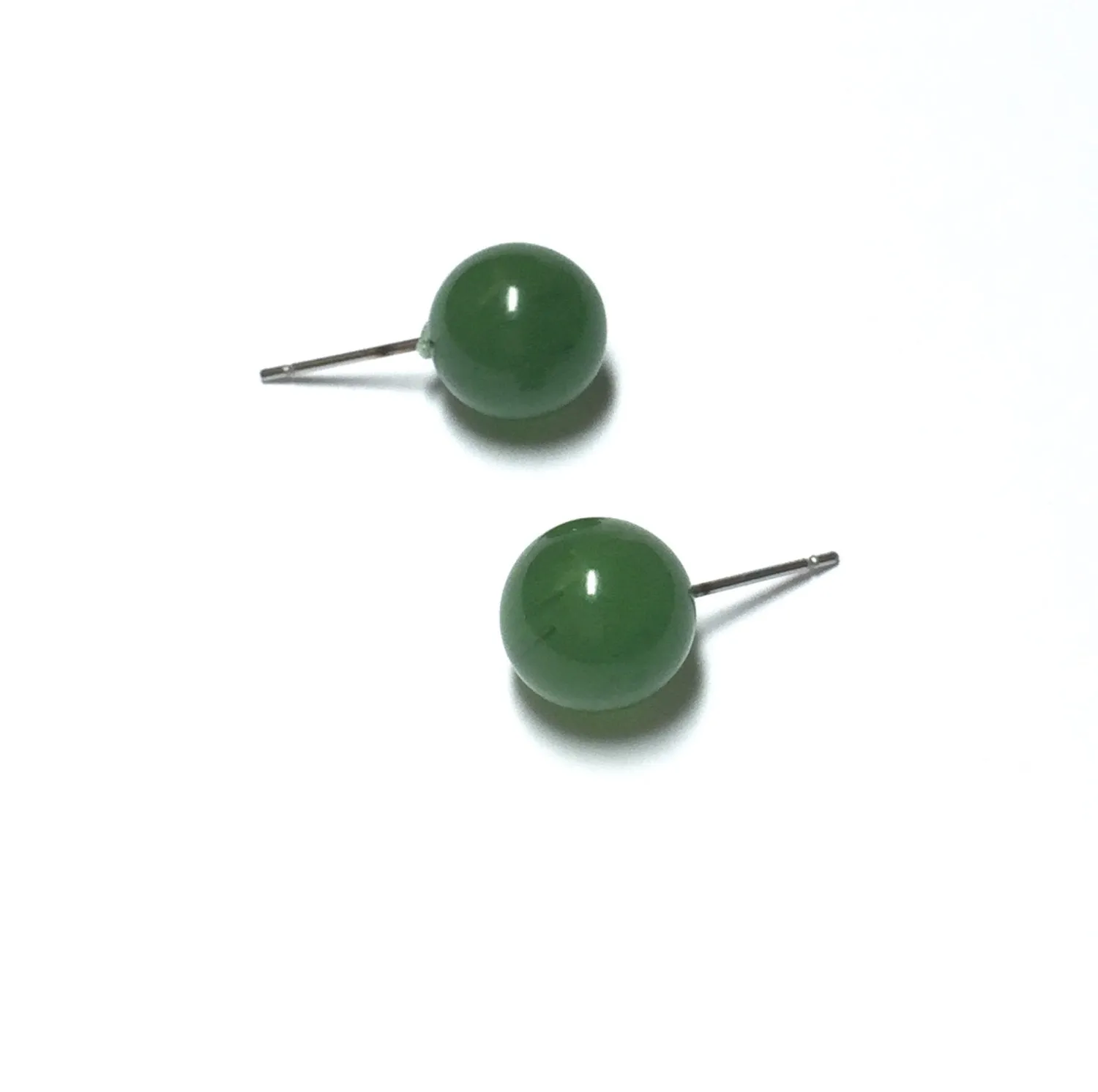 Jade Green Marbled Ball Stud Earrings