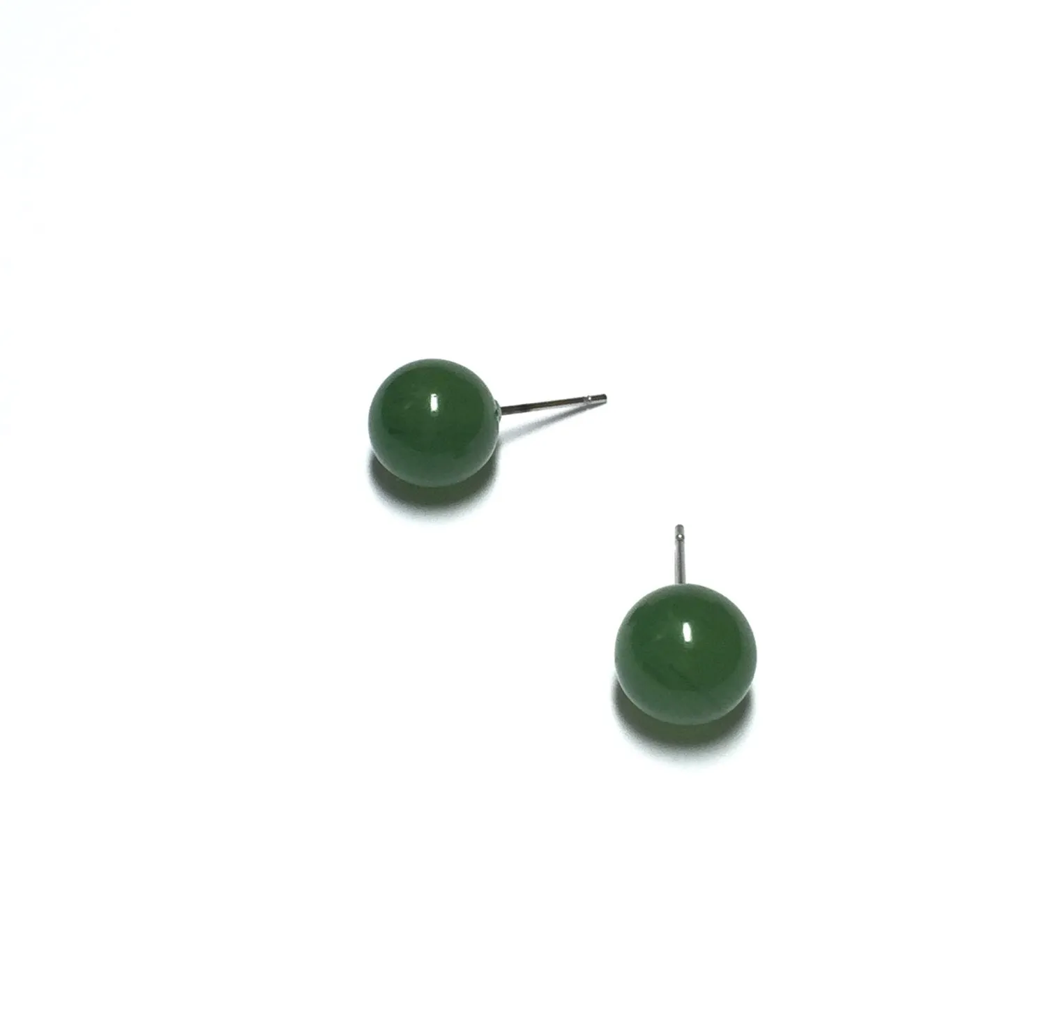 Jade Green Marbled Ball Stud Earrings