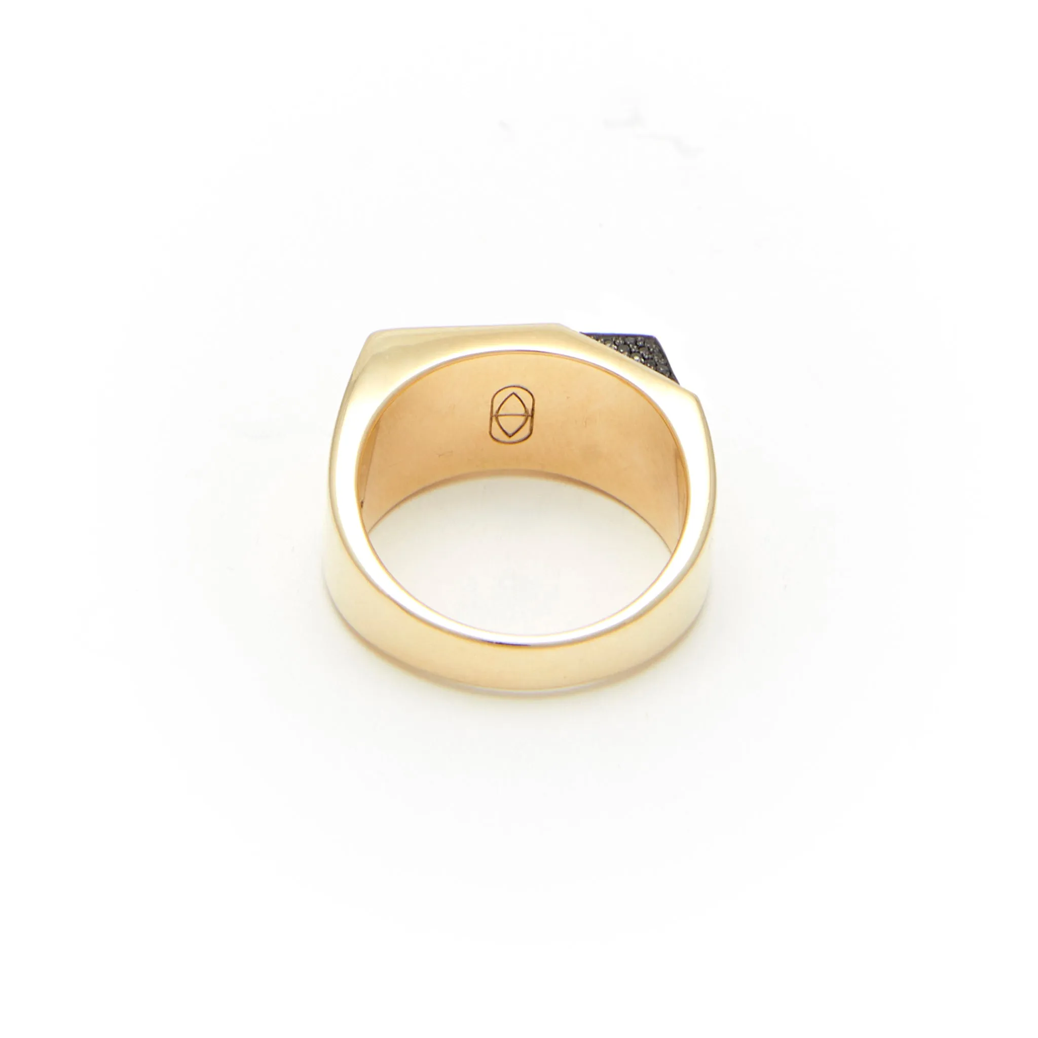 Jewel Beneath Black Diamond Signet Ring - made to order in 9kt, 14kt or 18kt yellow gold