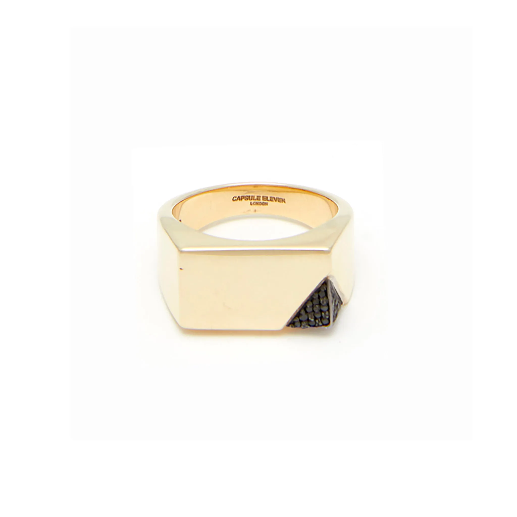 Jewel Beneath Black Diamond Signet Ring - made to order in 9kt, 14kt or 18kt yellow gold