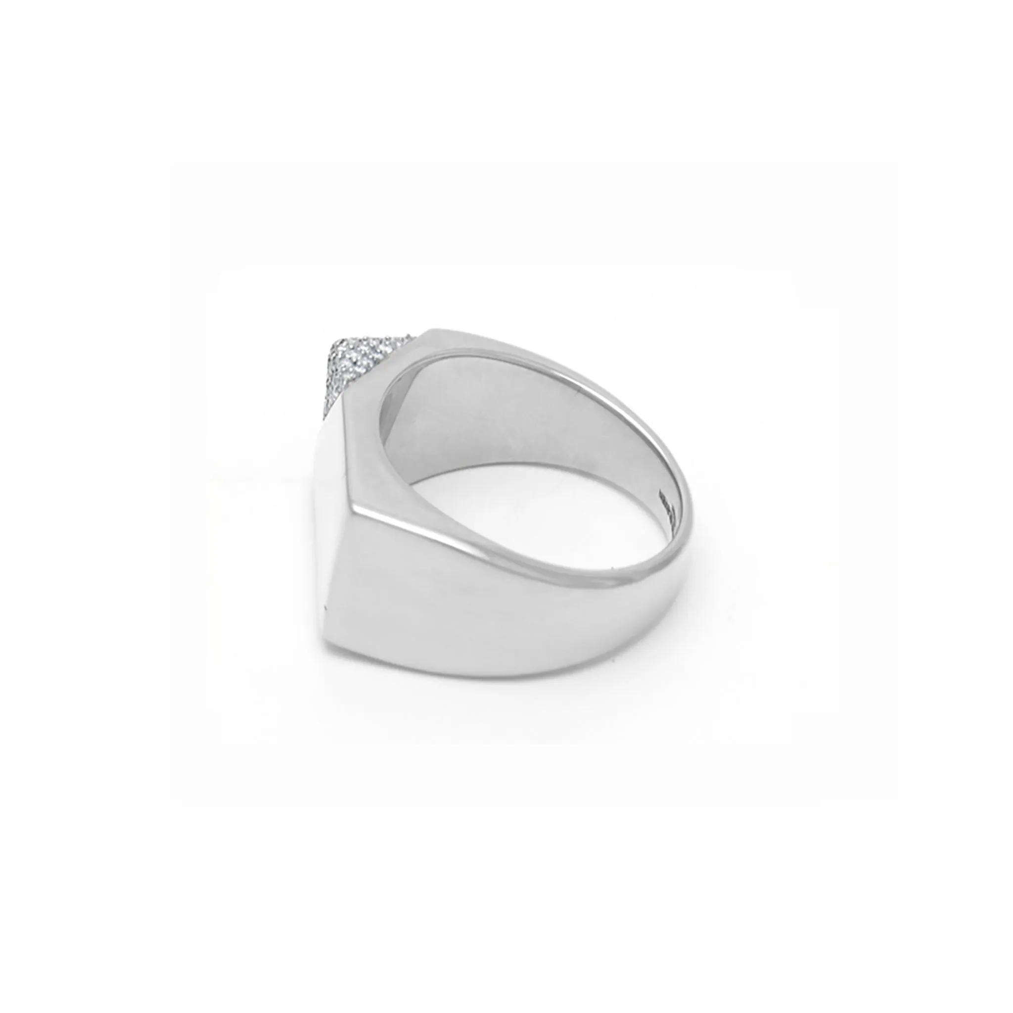 Jewel Beneath White Diamond Signet Ring - 18kt recycled white gold - made to order