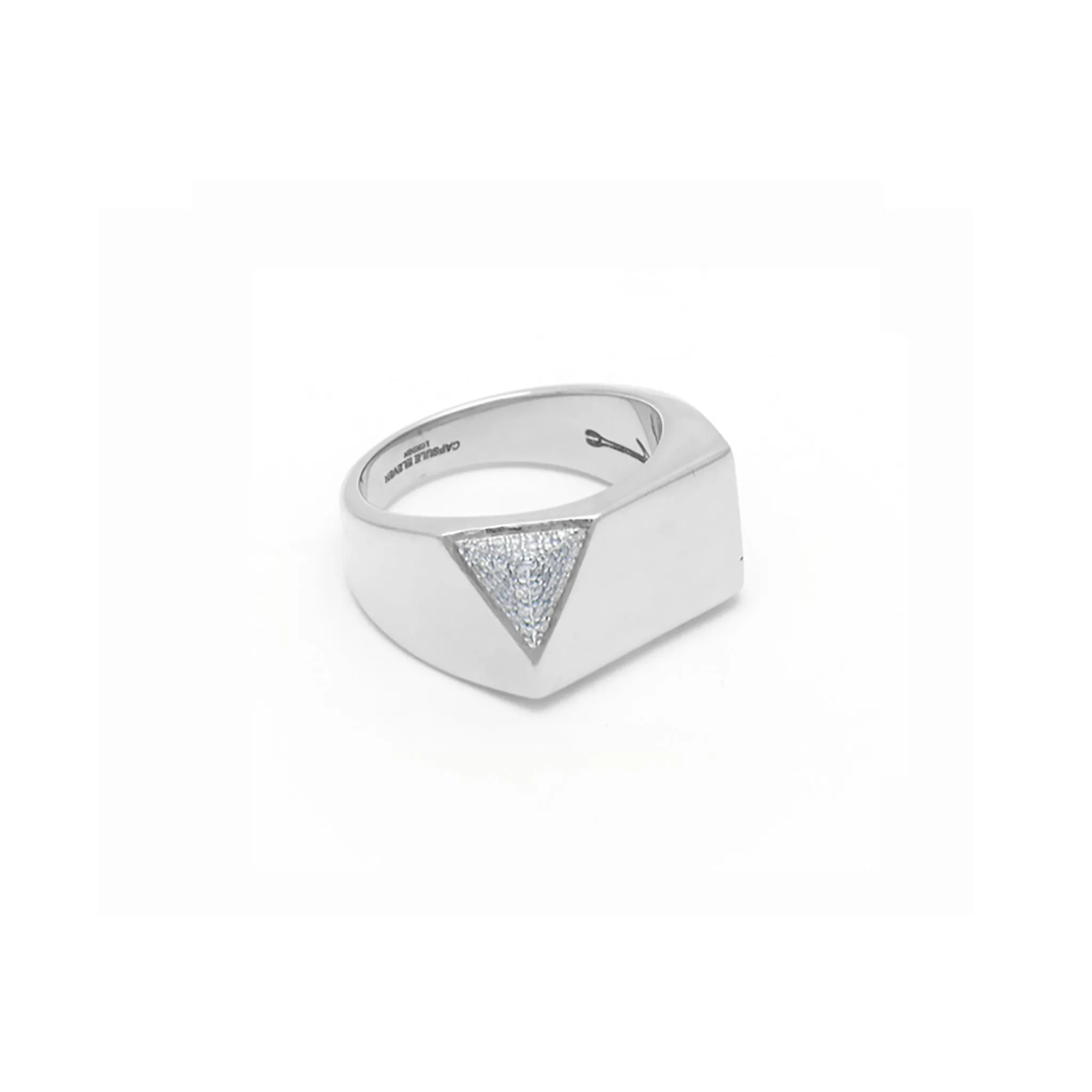 Jewel Beneath White Diamond Signet Ring - 18kt recycled white gold - made to order