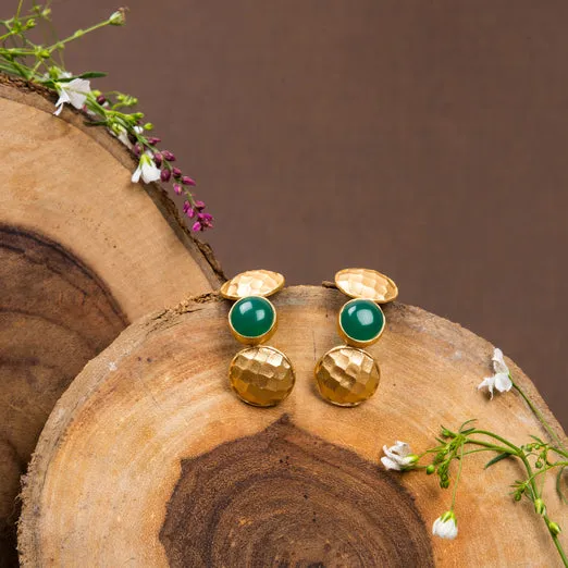 jewelry - berserk - Gold Plated Jade Half Hoops