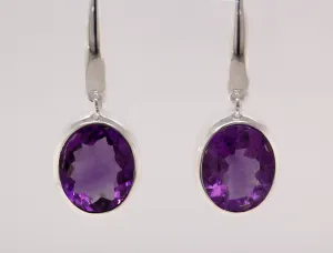 Kaleidoscope Lovely Oval Amethyst Earrings on Sterling Silver Hooks