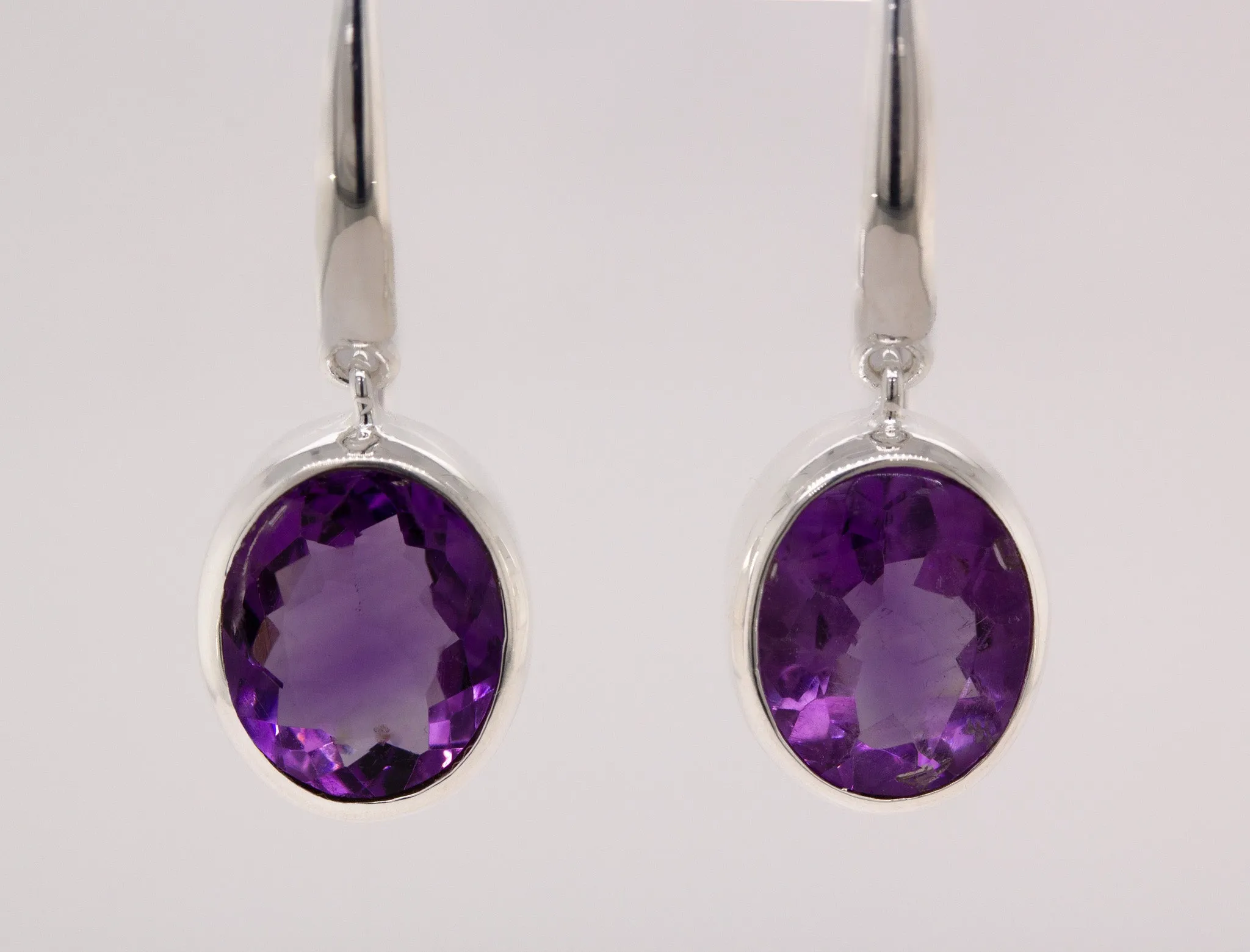 Kaleidoscope Lovely Oval Amethyst Earrings on Sterling Silver Hooks