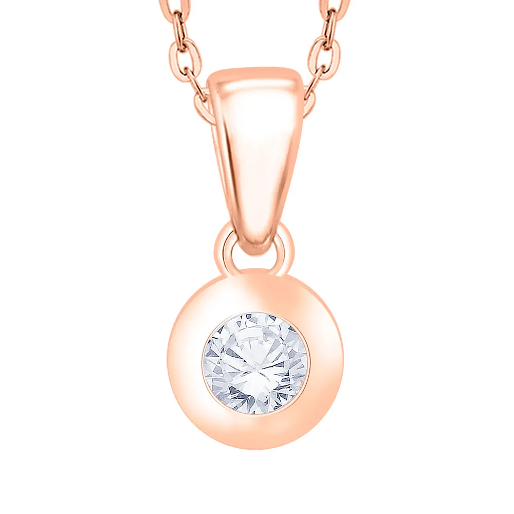 KATARINA Diamond Bezel Set Solitaire Pendant Necklace (3/8 cttw)