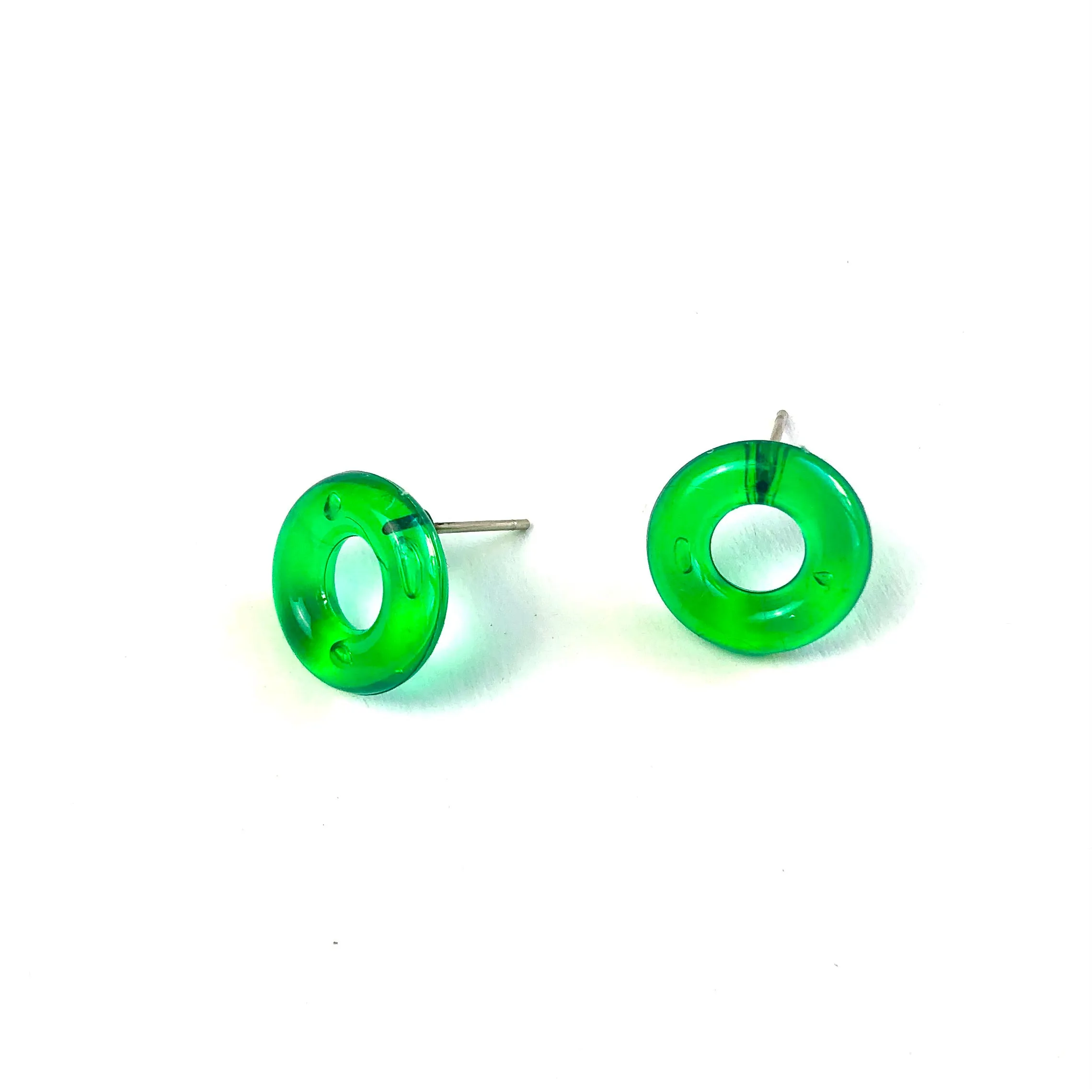 Kelly Green Donut Stud Earrings