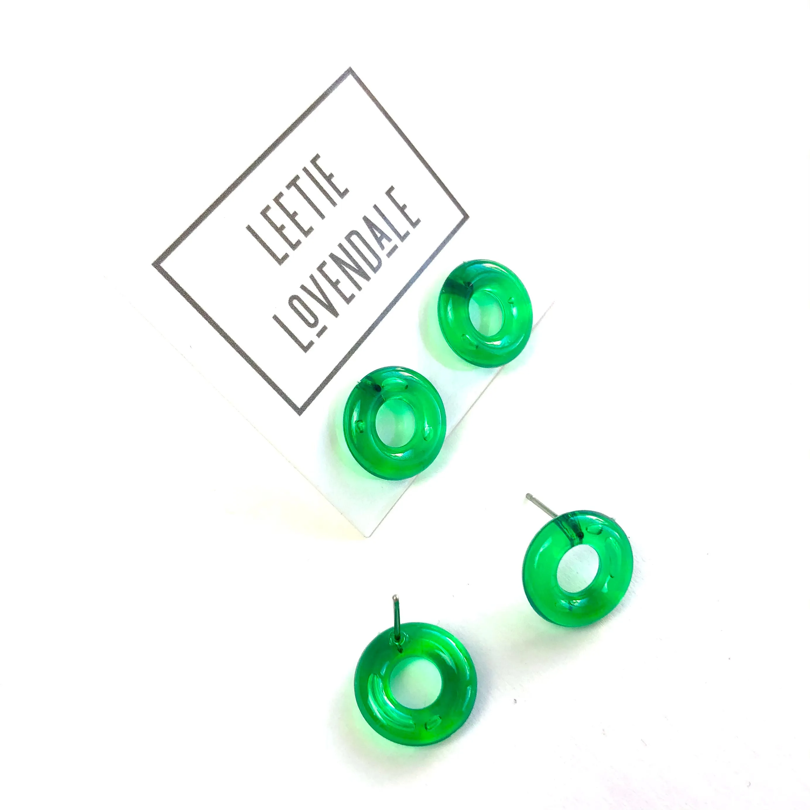 Kelly Green Donut Stud Earrings