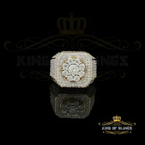 King Of Bling's 925 Yellow Silver Cubic Zirconia 8.50ct Men's Adjustable Ring From SZ 9 to 11