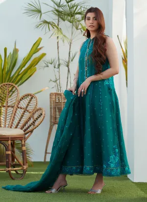 Luxe Pret '23 - Shel Emerald Paneled Shirt And Dupatta