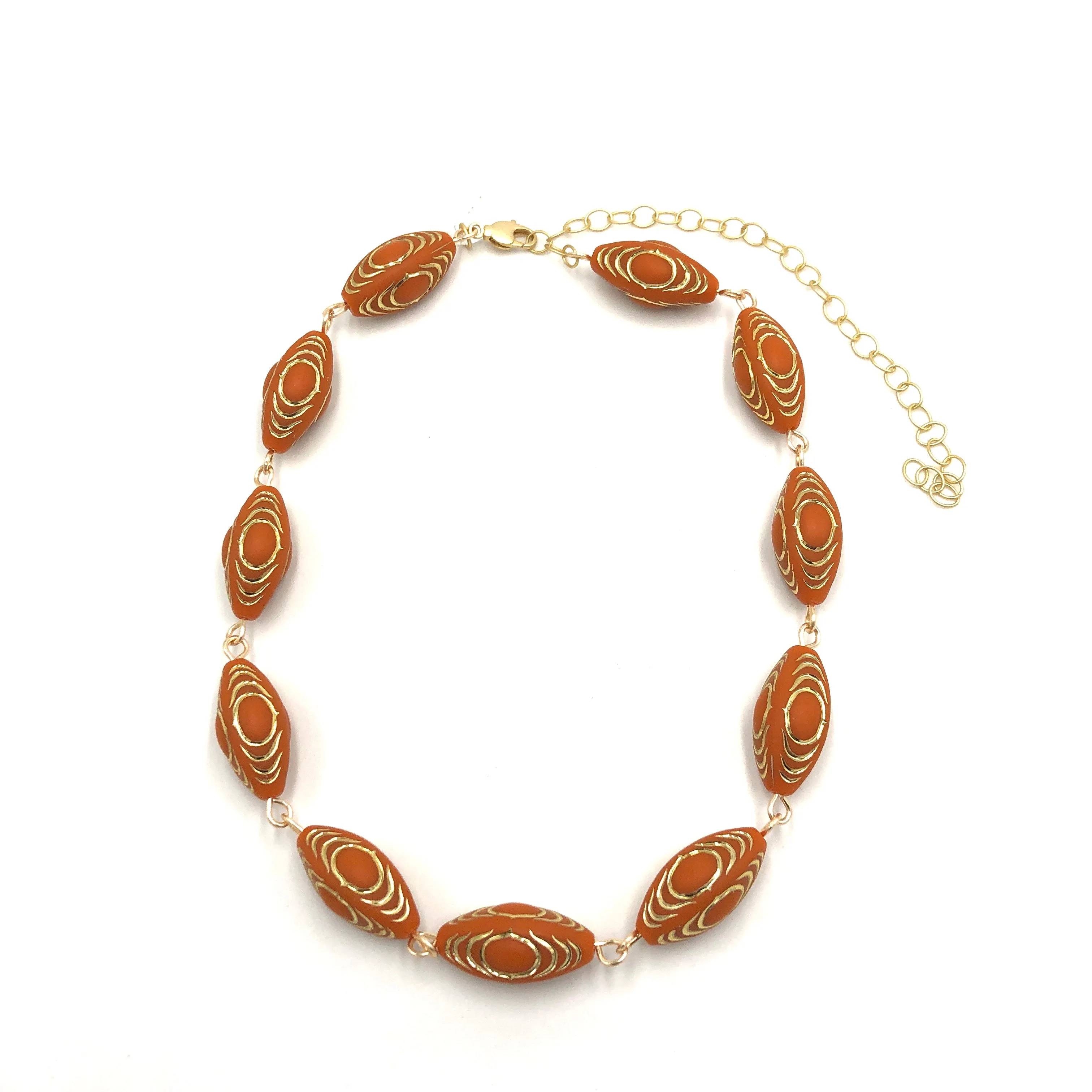 Marigold & Gold Lame’ Beaded Amelia Necklace