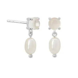 MCLuxe - Rodium Plated Fresh Water Pearl Drop Earrings