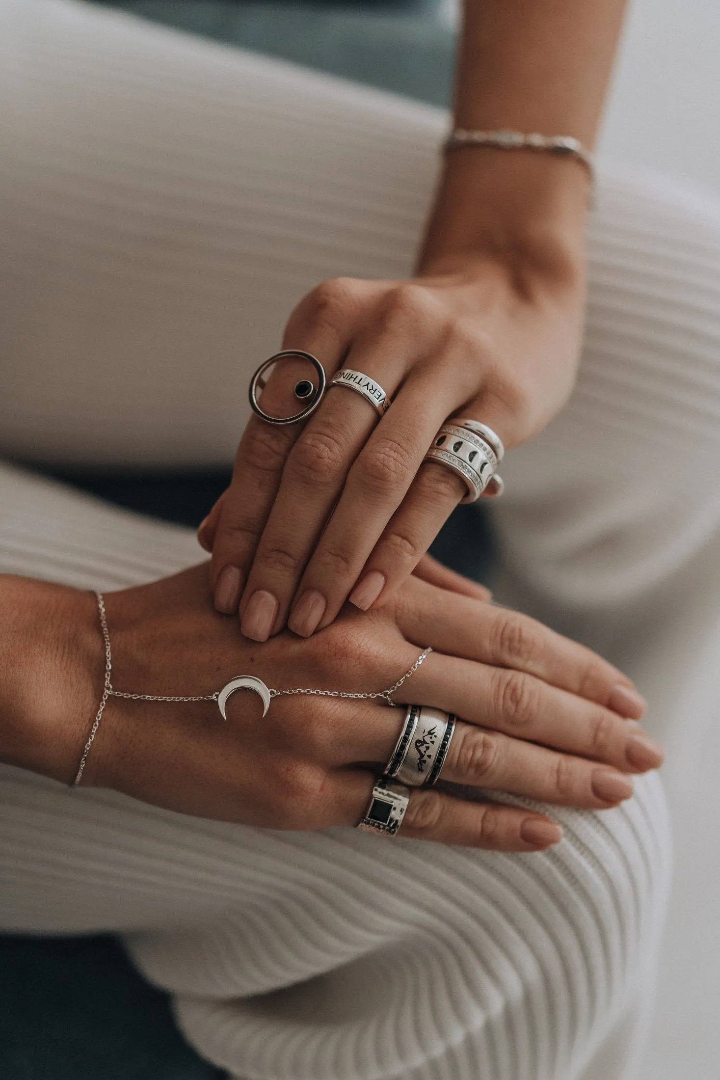 Mechanism Ring With Moon Phases and Zircons