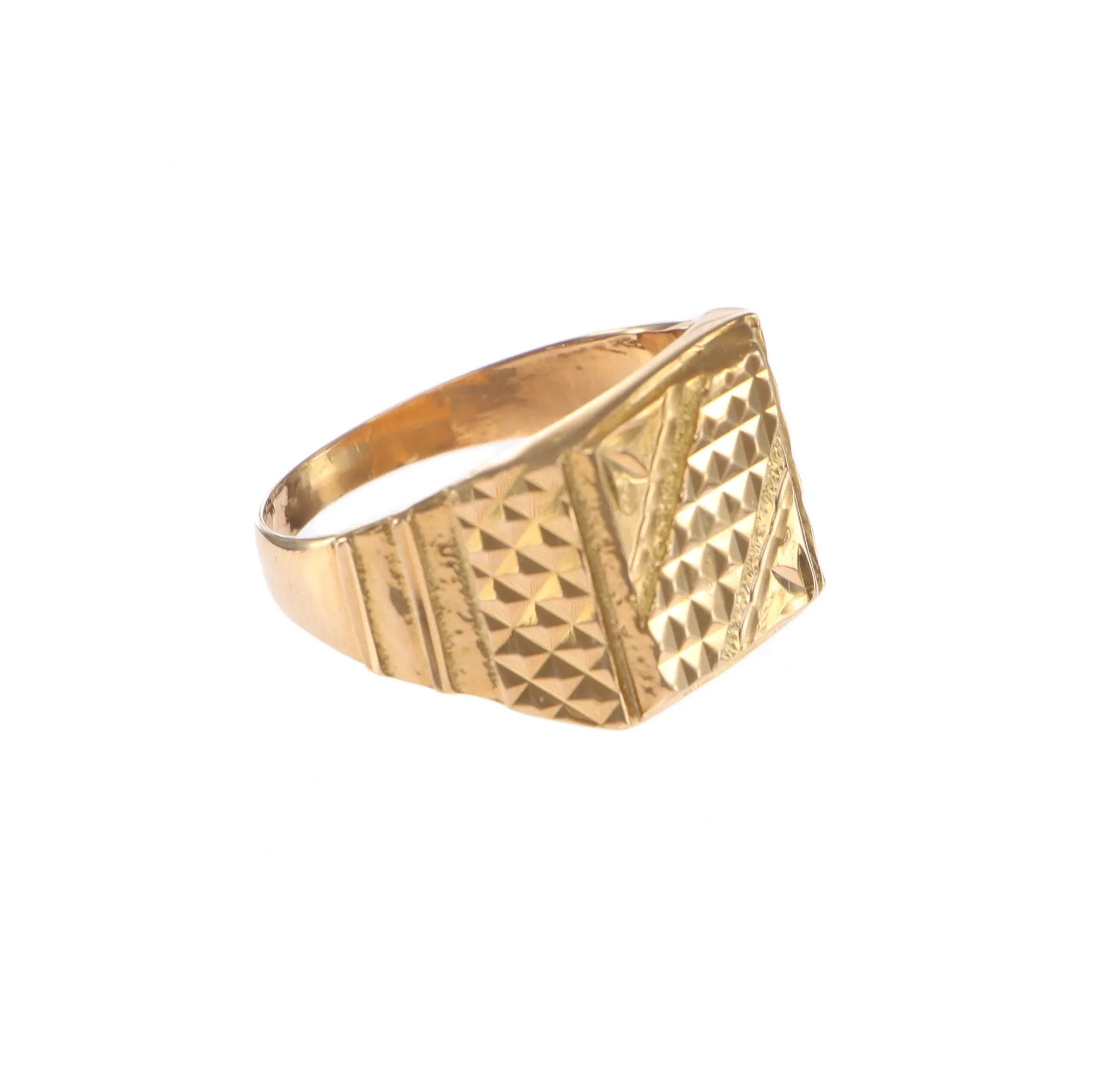 Mens Engravable Pyramid Signet Band Ring Solid 22k Rose Gold US 10.25