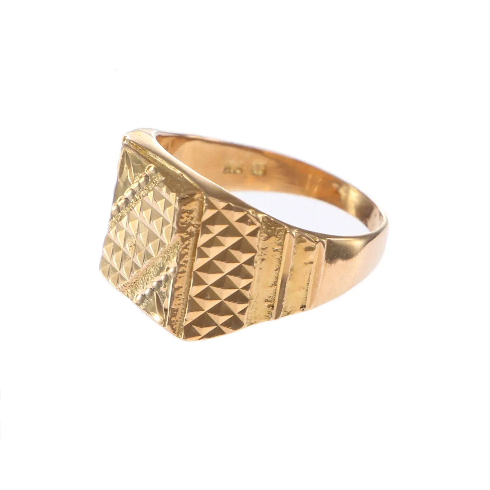 Mens Engravable Pyramid Signet Band Ring Solid 22k Rose Gold US 10.25