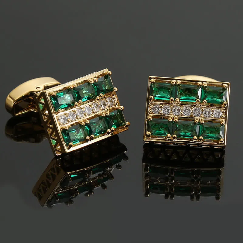 Men's Gold Plated Luxury Shiny Zircon Cufflinks