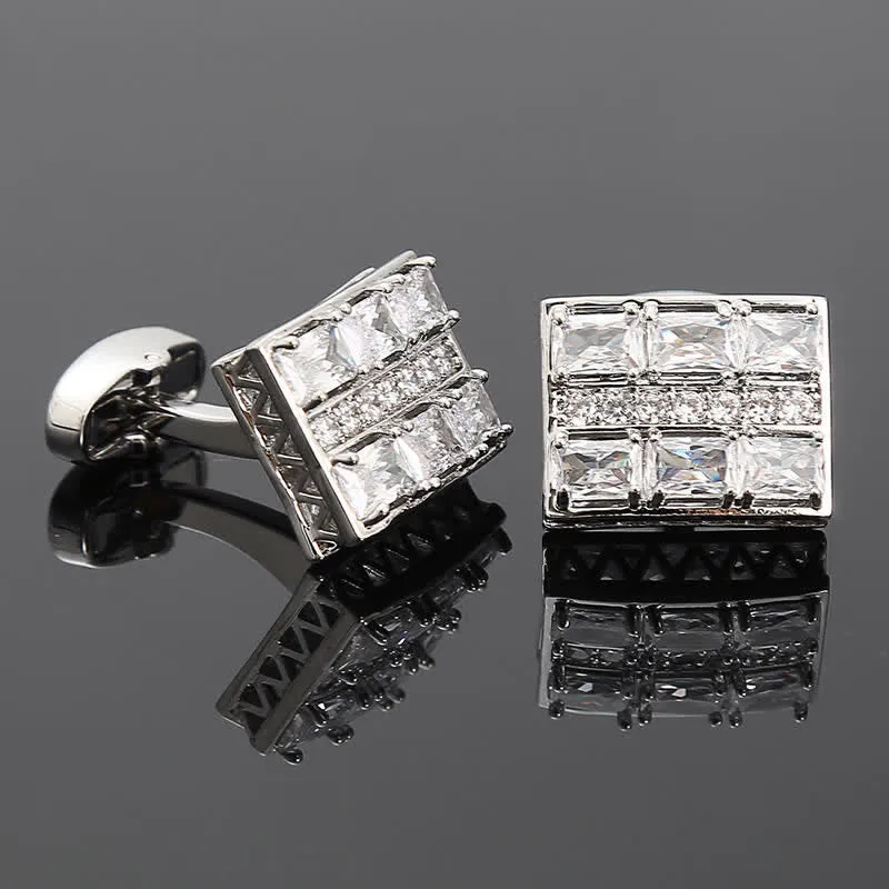 Men's Gold Plated Luxury Shiny Zircon Cufflinks