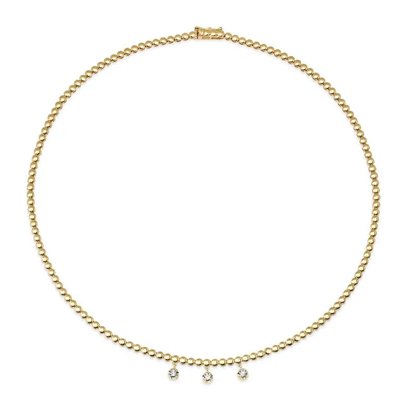 Mini Bezel Tennis Necklace With 3 Medium Illusion Set Diamonds