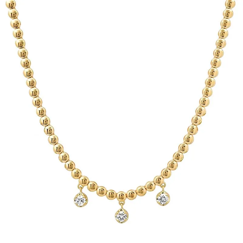 Mini Bezel Tennis Necklace With 3 Medium Illusion Set Diamonds