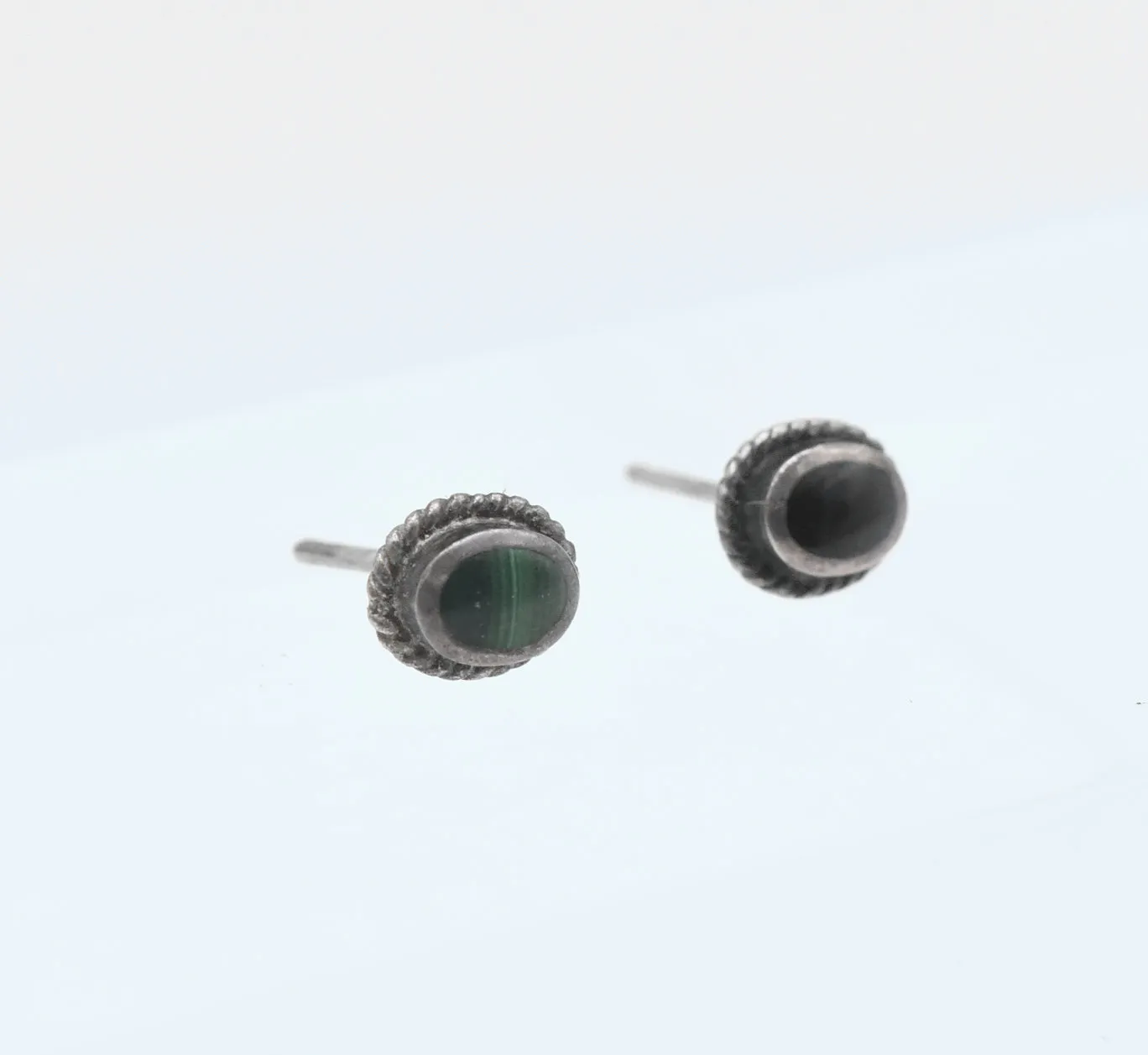 MISMATCHED Pair of Malachite and Black Onyx Stud Earrings