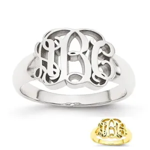 Monogram Signet Ring in Sterling Silver or Solid Gold