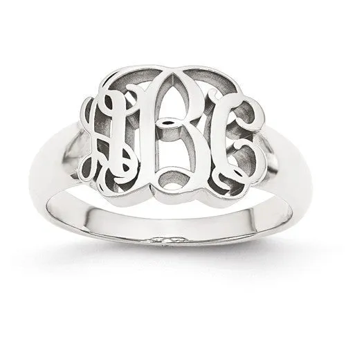 Monogram Signet Ring in Sterling Silver or Solid Gold